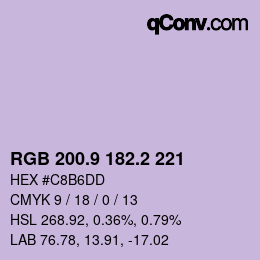 Color code: RGB 200.9 182.2 221 | qconv.com