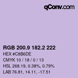 Color code: RGB 200.9 182.2 222 | qconv.com
