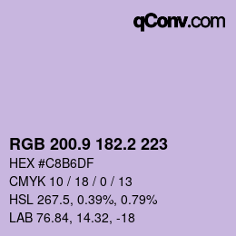 カラーコード: RGB 200.9 182.2 223 | qconv.com