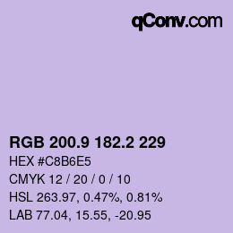 カラーコード: RGB 200.9 182.2 229 | qconv.com