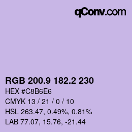 カラーコード: RGB 200.9 182.2 230 | qconv.com