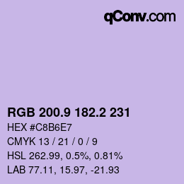 Color code: RGB 200.9 182.2 231 | qconv.com