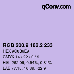 カラーコード: RGB 200.9 182.2 233 | qconv.com