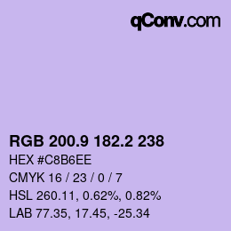 カラーコード: RGB 200.9 182.2 238 | qconv.com
