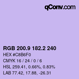 カラーコード: RGB 200.9 182.2 240 | qconv.com