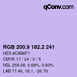 Color code: RGB 200.9 182.2 241 | qconv.com