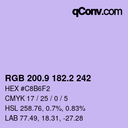 カラーコード: RGB 200.9 182.2 242 | qconv.com