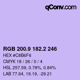 Color code: RGB 200.9 182.2 246 | qconv.com
