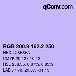 カラーコード: RGB 200.9 182.2 250 | qconv.com