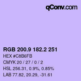 Color code: RGB 200.9 182.2 251 | qconv.com