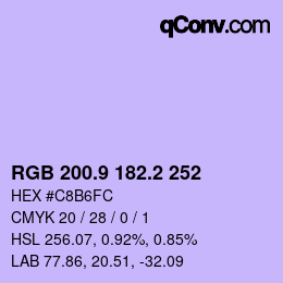 カラーコード: RGB 200.9 182.2 252 | qconv.com