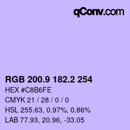 カラーコード: RGB 200.9 182.2 254 | qconv.com