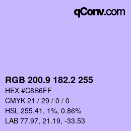 Color code: RGB 200.9 182.2 255 | qconv.com
