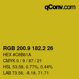 カラーコード: RGB 200.9 182.2 26 | qconv.com