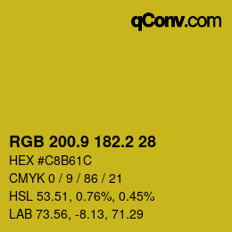 カラーコード: RGB 200.9 182.2 28 | qconv.com