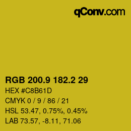 カラーコード: RGB 200.9 182.2 29 | qconv.com