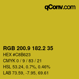 カラーコード: RGB 200.9 182.2 35 | qconv.com