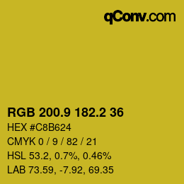 カラーコード: RGB 200.9 182.2 36 | qconv.com