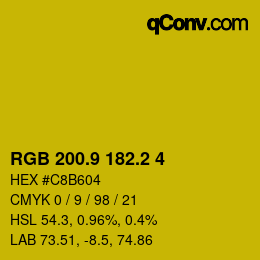 カラーコード: RGB 200.9 182.2 4 | qconv.com