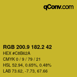 カラーコード: RGB 200.9 182.2 42 | qconv.com
