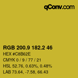 カラーコード: RGB 200.9 182.2 46 | qconv.com
