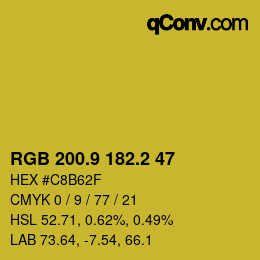 カラーコード: RGB 200.9 182.2 47 | qconv.com