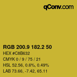 カラーコード: RGB 200.9 182.2 50 | qconv.com