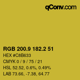 カラーコード: RGB 200.9 182.2 51 | qconv.com