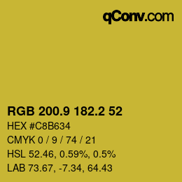 カラーコード: RGB 200.9 182.2 52 | qconv.com