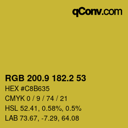 カラーコード: RGB 200.9 182.2 53 | qconv.com