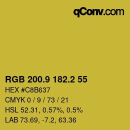 カラーコード: RGB 200.9 182.2 55 | qconv.com