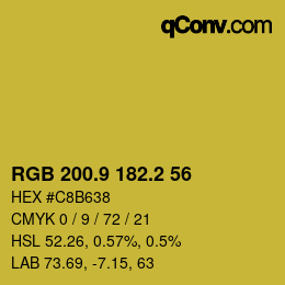 カラーコード: RGB 200.9 182.2 56 | qconv.com