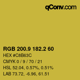 カラーコード: RGB 200.9 182.2 60 | qconv.com