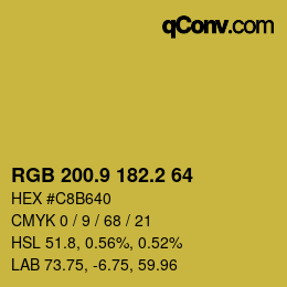 カラーコード: RGB 200.9 182.2 64 | qconv.com