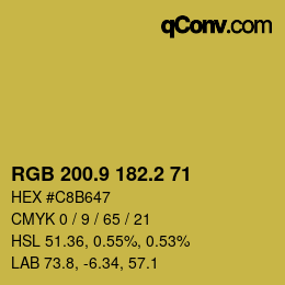 カラーコード: RGB 200.9 182.2 71 | qconv.com
