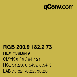 カラーコード: RGB 200.9 182.2 73 | qconv.com