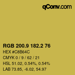 カラーコード: RGB 200.9 182.2 76 | qconv.com