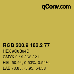 カラーコード: RGB 200.9 182.2 77 | qconv.com