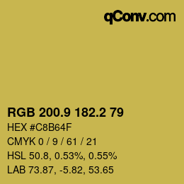 カラーコード: RGB 200.9 182.2 79 | qconv.com