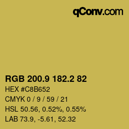 カラーコード: RGB 200.9 182.2 82 | qconv.com