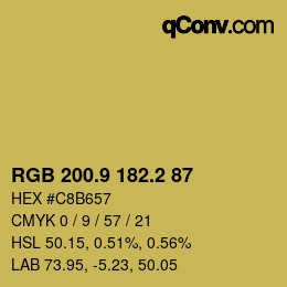 カラーコード: RGB 200.9 182.2 87 | qconv.com