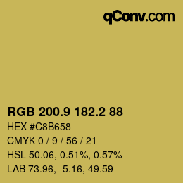 カラーコード: RGB 200.9 182.2 88 | qconv.com