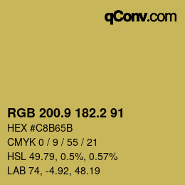 カラーコード: RGB 200.9 182.2 91 | qconv.com