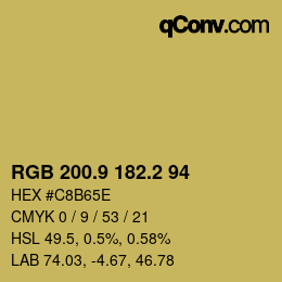 カラーコード: RGB 200.9 182.2 94 | qconv.com
