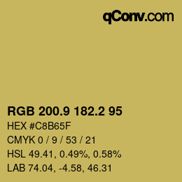 カラーコード: RGB 200.9 182.2 95 | qconv.com