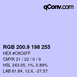 カラーコード: RGB 200.9 198 255 | qconv.com