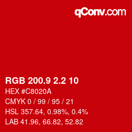 カラーコード: RGB 200.9 2.2 10 | qconv.com