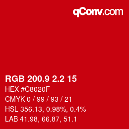 カラーコード: RGB 200.9 2.2 15 | qconv.com