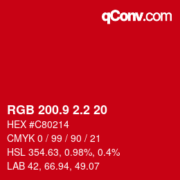 カラーコード: RGB 200.9 2.2 20 | qconv.com