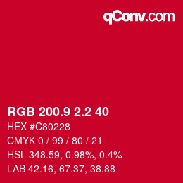 カラーコード: RGB 200.9 2.2 40 | qconv.com